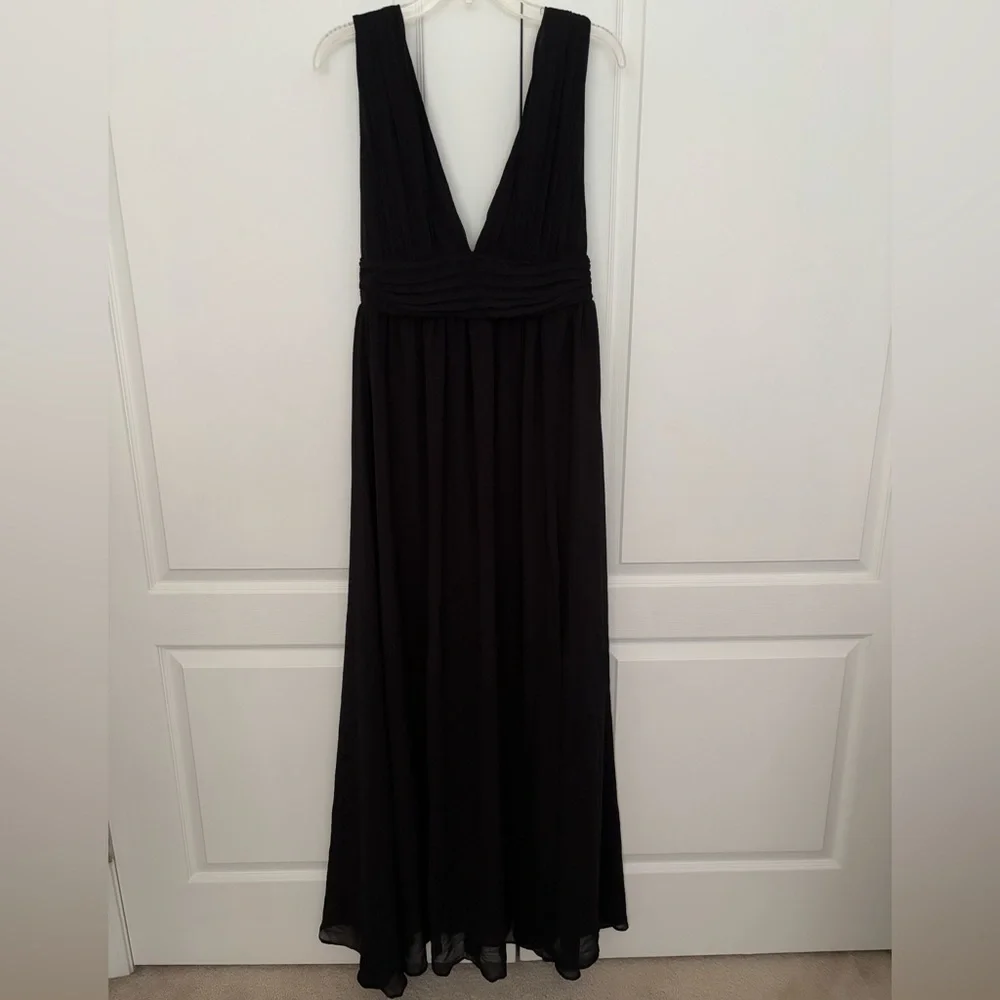 Lulus Heavenly Hues Black Maxi Dress | Formal Gown w/ Slit /Size M/NWT - Picture 4 of 10